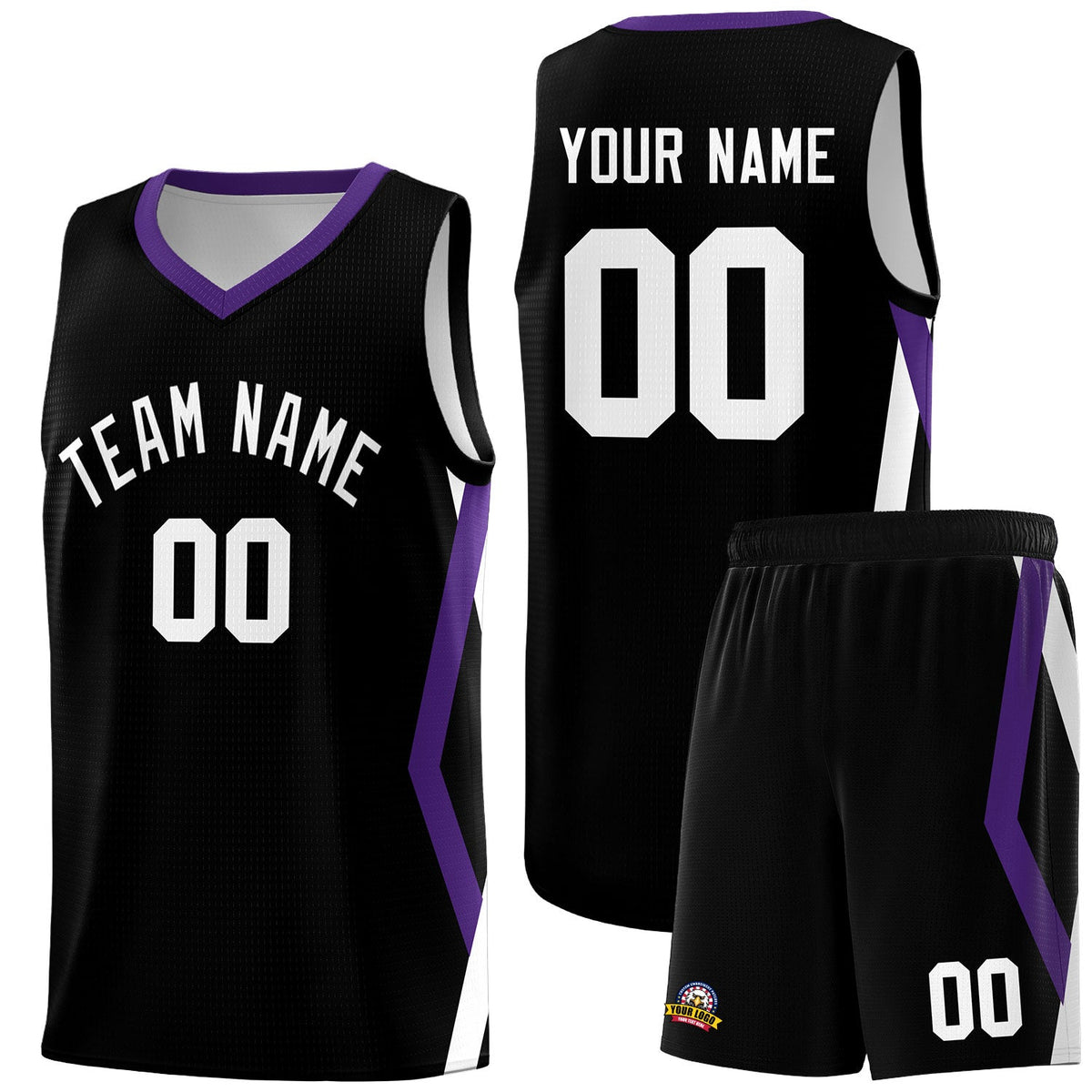Custom Black Side Rhombus Graffiti Pattern Kits Basketball Jersey|KXKSHOP