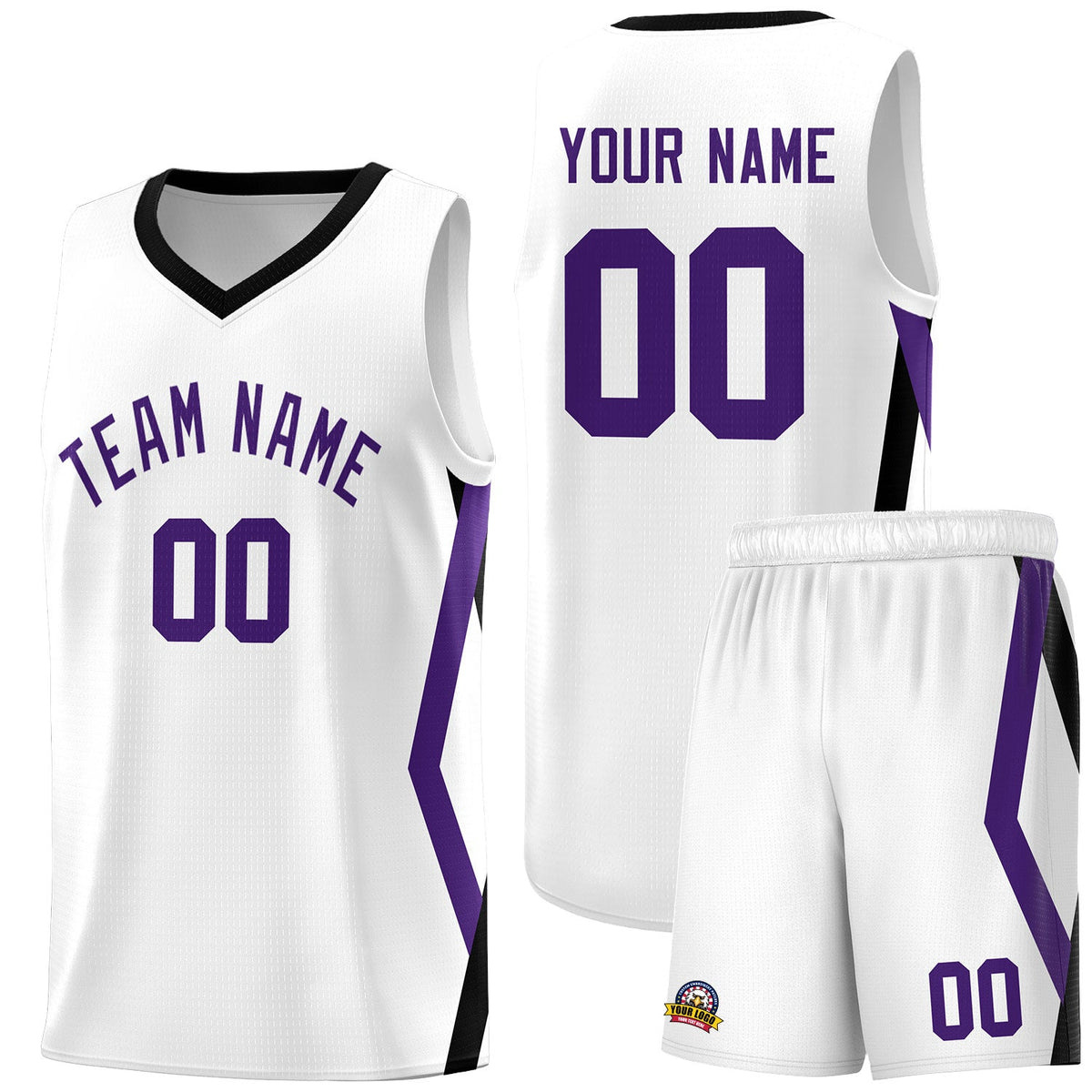 Custom White Side Rhombus Graffiti Pattern Kits Basketball Jersey|KXKSHOP