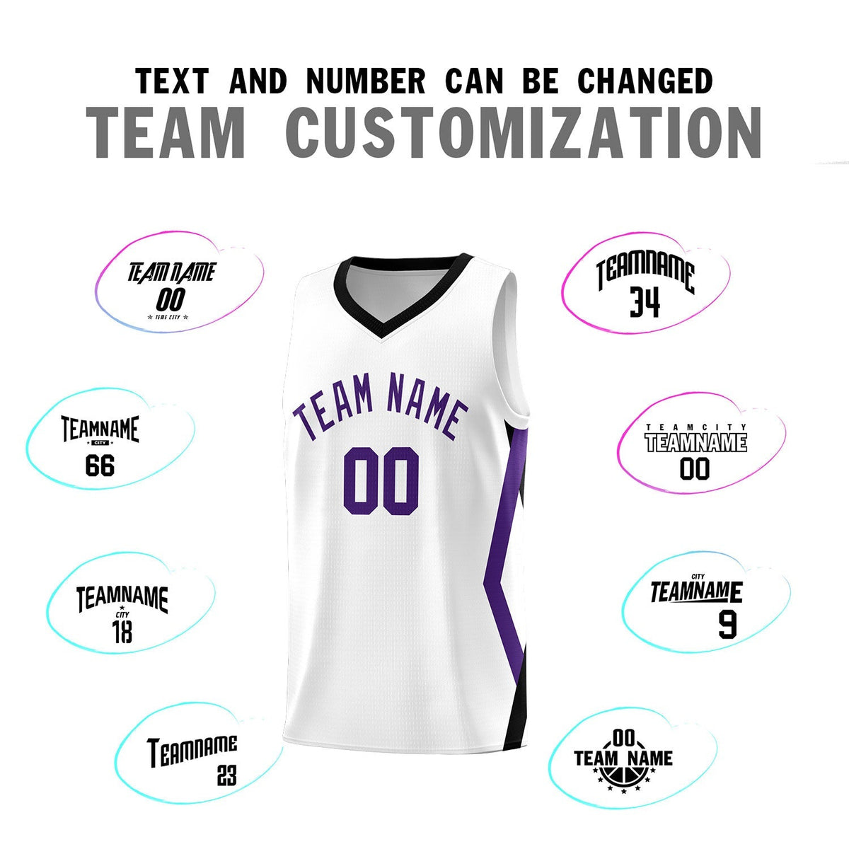 Custom White Side Rhombus Graffiti Pattern Kits Basketball Jersey|KXKSHOP