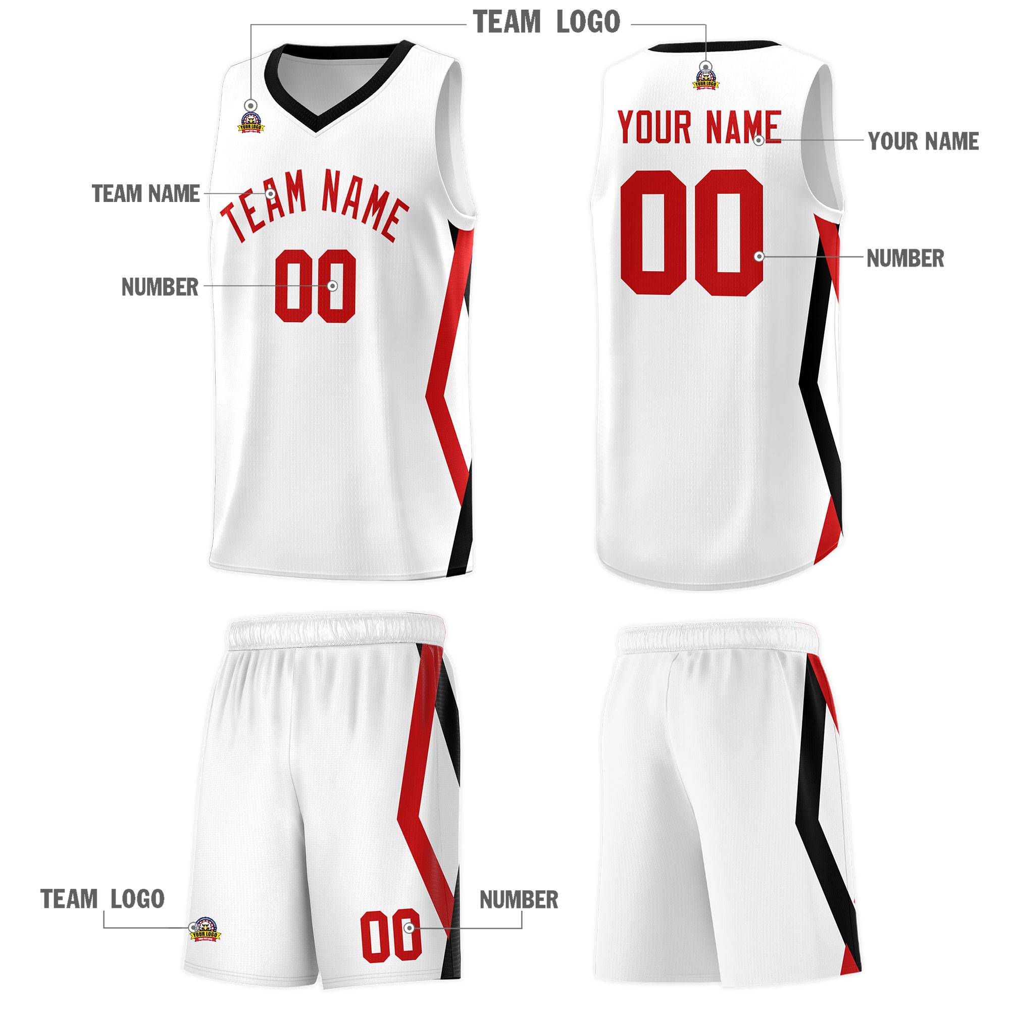 Custom White Side Rhombus Graffiti Pattern Kits Basketball Jersey|KXKSHOP