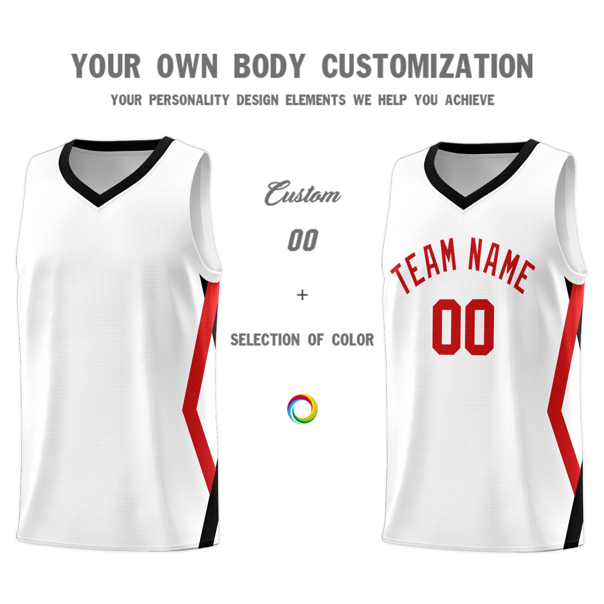 Custom White Side Rhombus Graffiti Pattern Kits Basketball Jersey|KXKSHOP