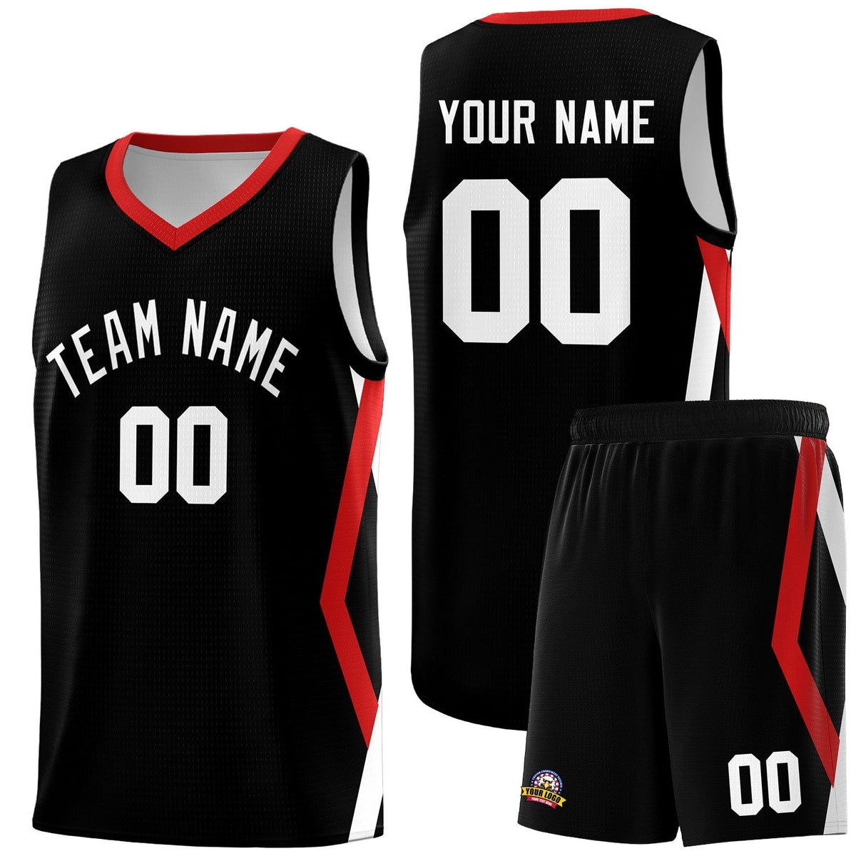 Custom Black Side Rhombus Graffiti Pattern Kits Basketball Jersey|KXKSHOP