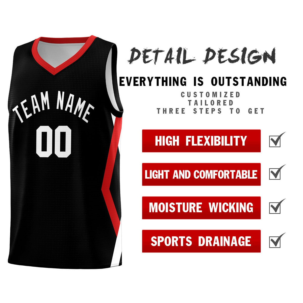 Custom Black Side Rhombus Graffiti Pattern Kits Basketball Jersey|KXKSHOP