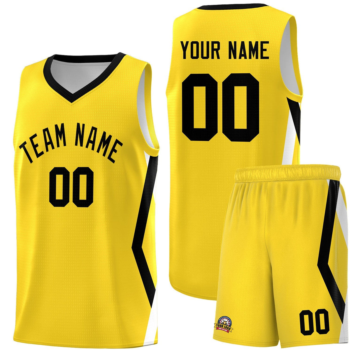Custom Gold Side Rhombus Graffiti Pattern Kits Basketball Jersey|KXKSHOP