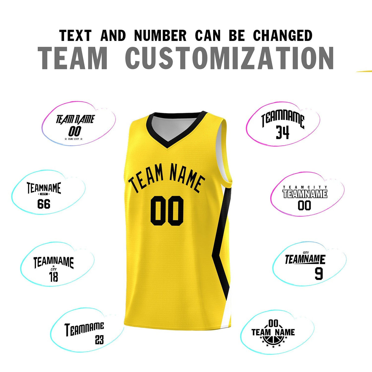 Custom Gold Side Rhombus Graffiti Pattern Kits Basketball Jersey|KXKSHOP