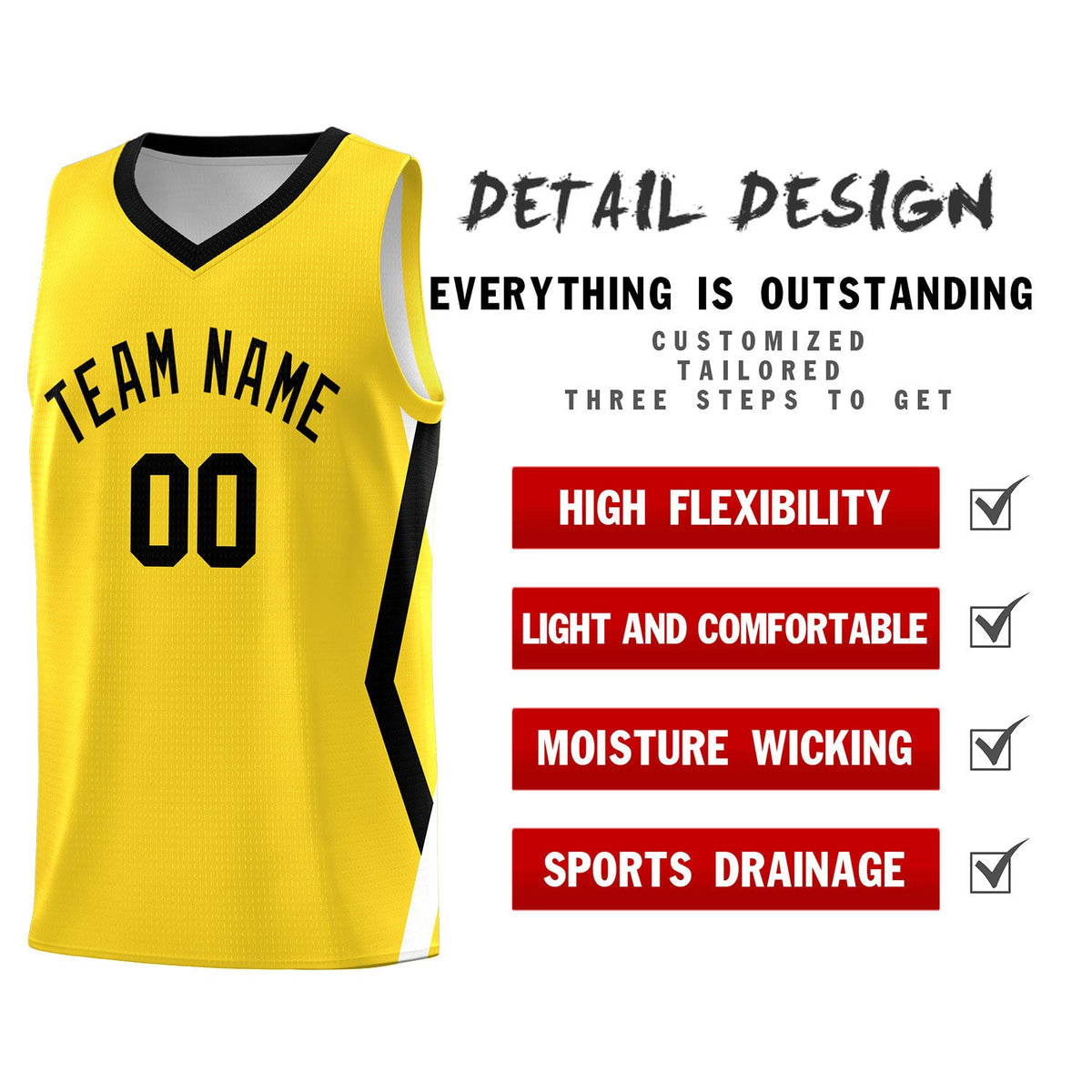 Custom Gold Side Rhombus Graffiti Pattern Kits Basketball Jersey|KXKSHOP
