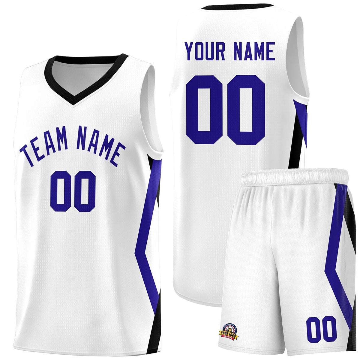 Custom White Side Rhombus Graffiti Pattern Kits Basketball Jersey|KXKSHOP