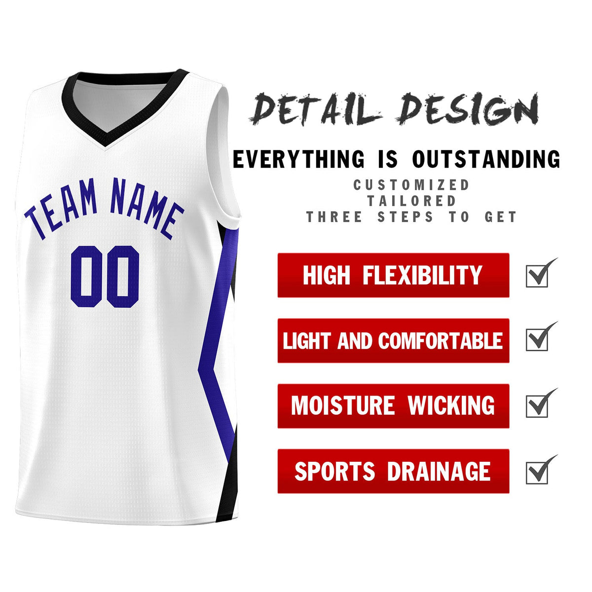 Custom White Side Rhombus Graffiti Pattern Kits Basketball Jersey|KXKSHOP
