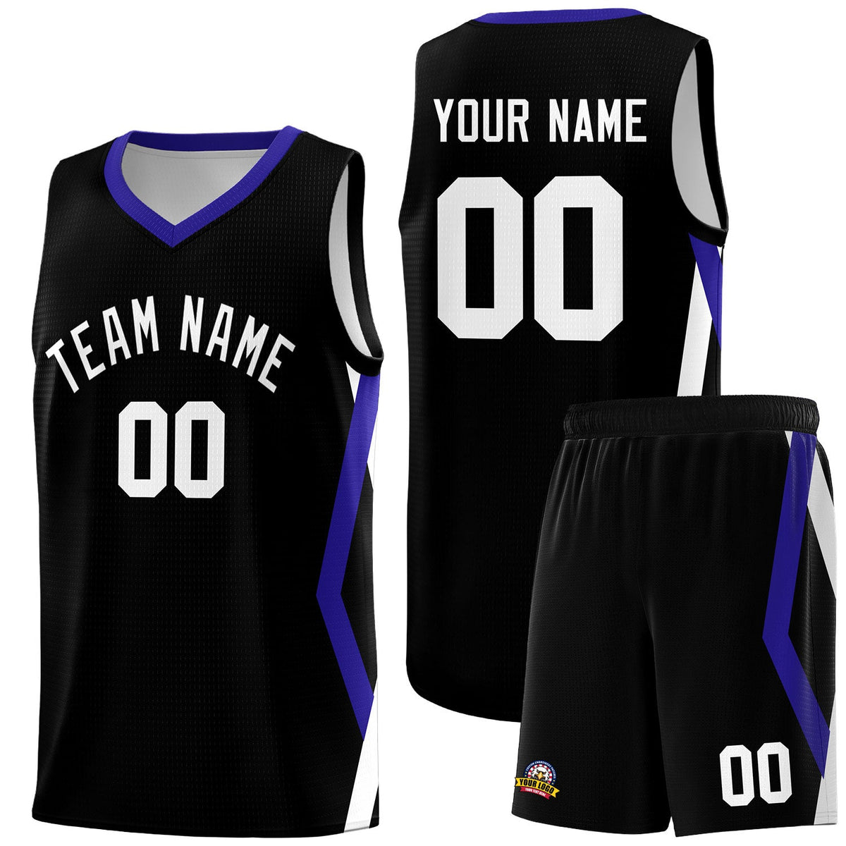 Custom Black Side Rhombus Graffiti Pattern Kits Basketball Jersey|KXKSHOP