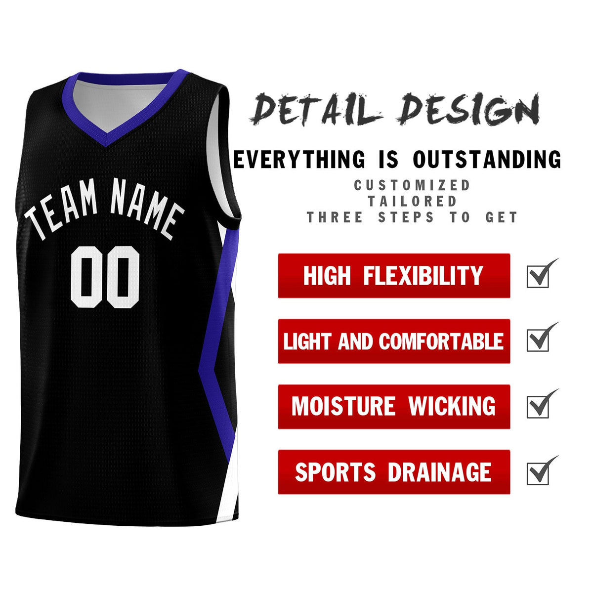 Custom Black Side Rhombus Graffiti Pattern Kits Basketball Jersey|KXKSHOP