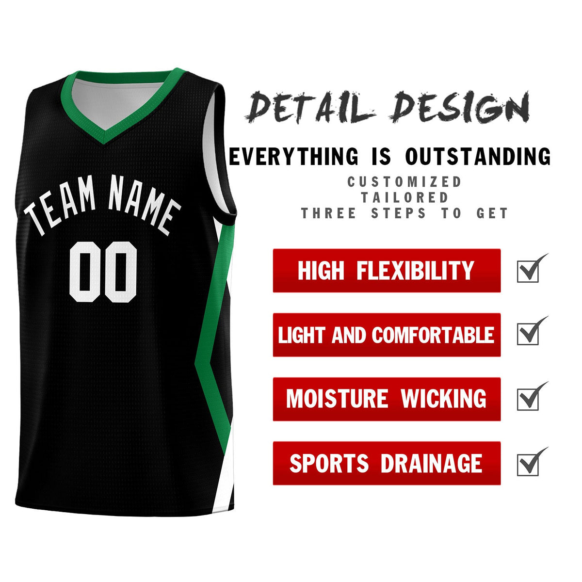 Custom Black Side Rhombus Graffiti Pattern Kits Basketball Jersey|KXKSHOP