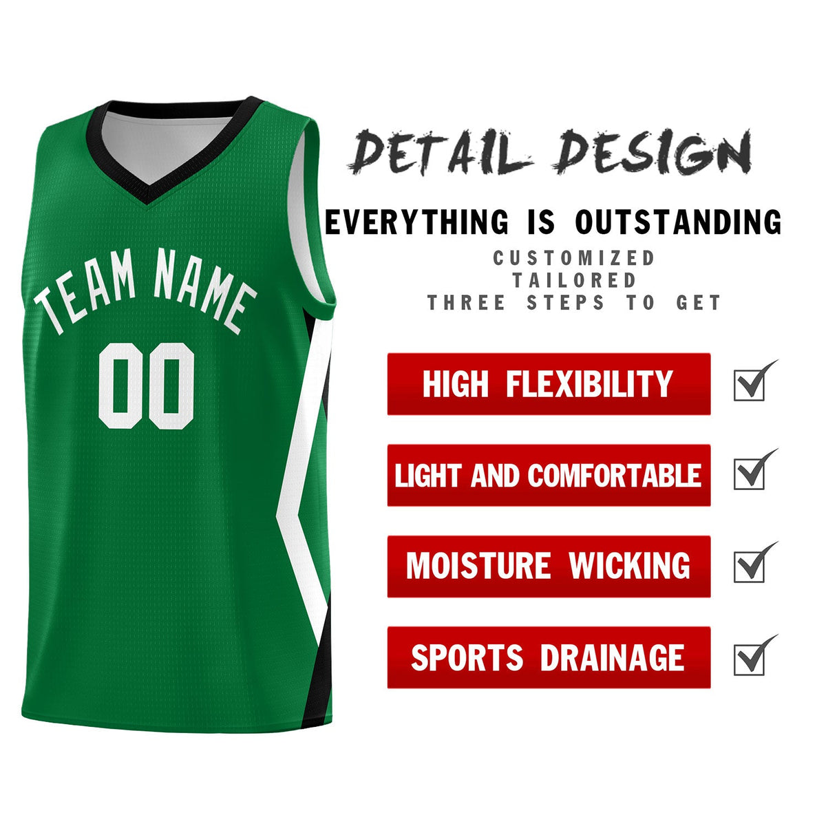 Custom Kelly Green Side Rhombus Graffiti Pattern Kits Basketball Jersey|KXKSHOP