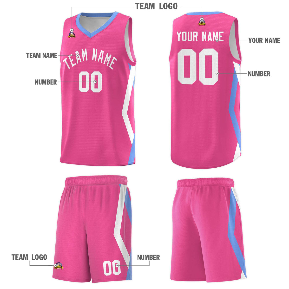 Custom Pink Side Rhombus Graffiti Pattern Kits Basketball Jersey|KXKSHOP