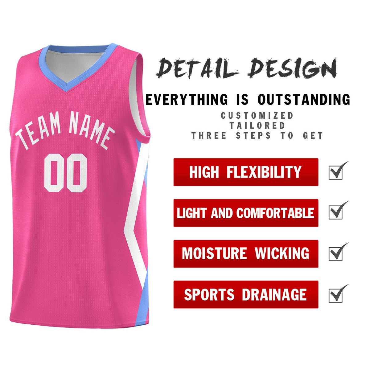 Custom Pink Side Rhombus Graffiti Pattern Kits Basketball Jersey|KXKSHOP