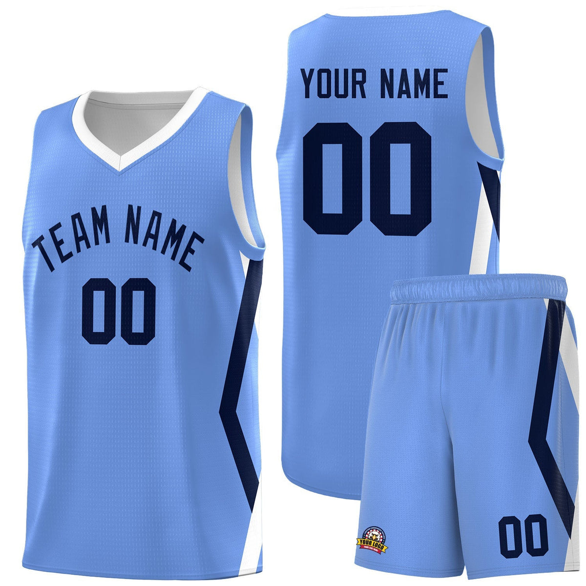 Custom Light Blue Side Rhombus Graffiti Pattern Kits Basketball Jersey|KXKSHOP