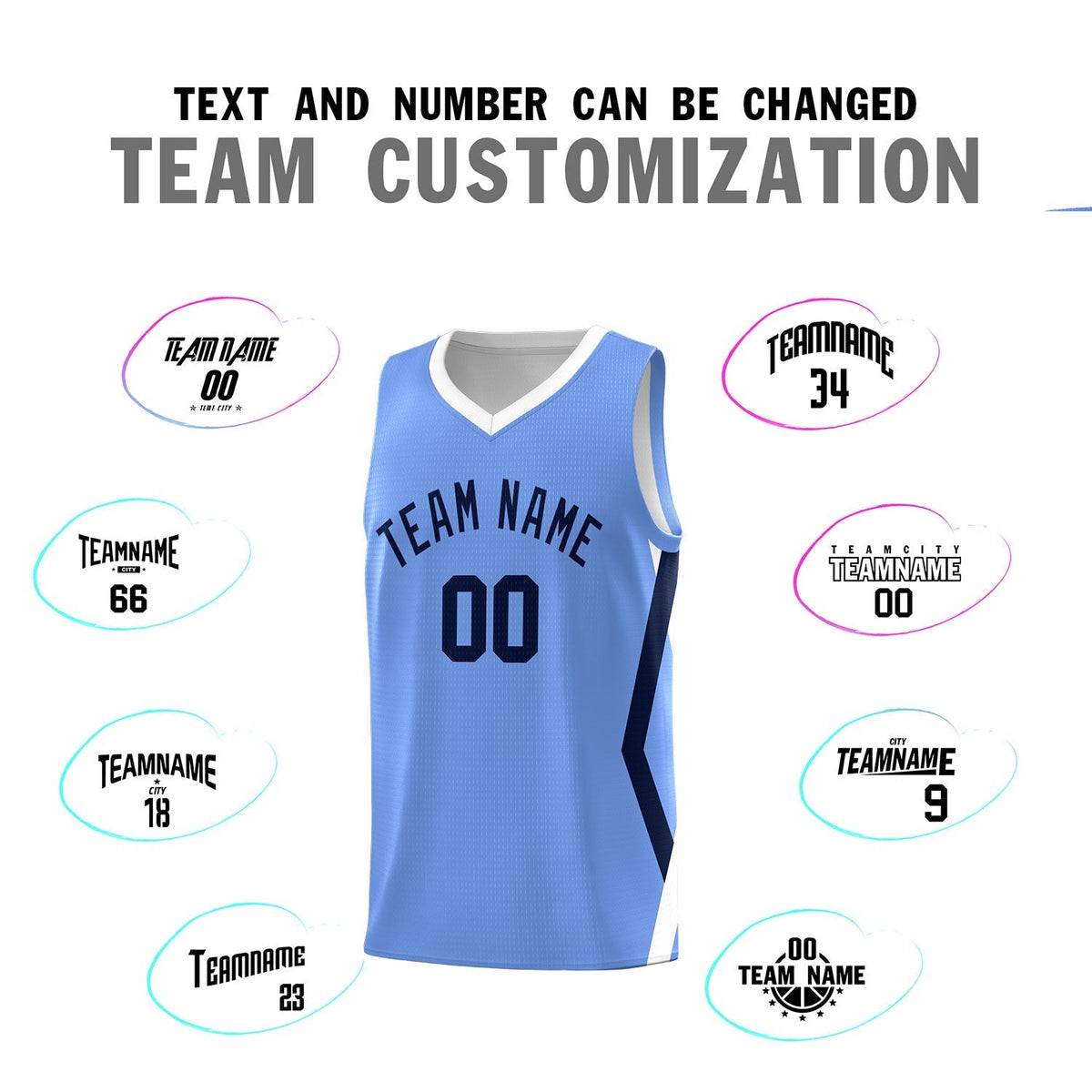 Custom Light Blue Side Rhombus Graffiti Pattern Kits Basketball Jersey|KXKSHOP