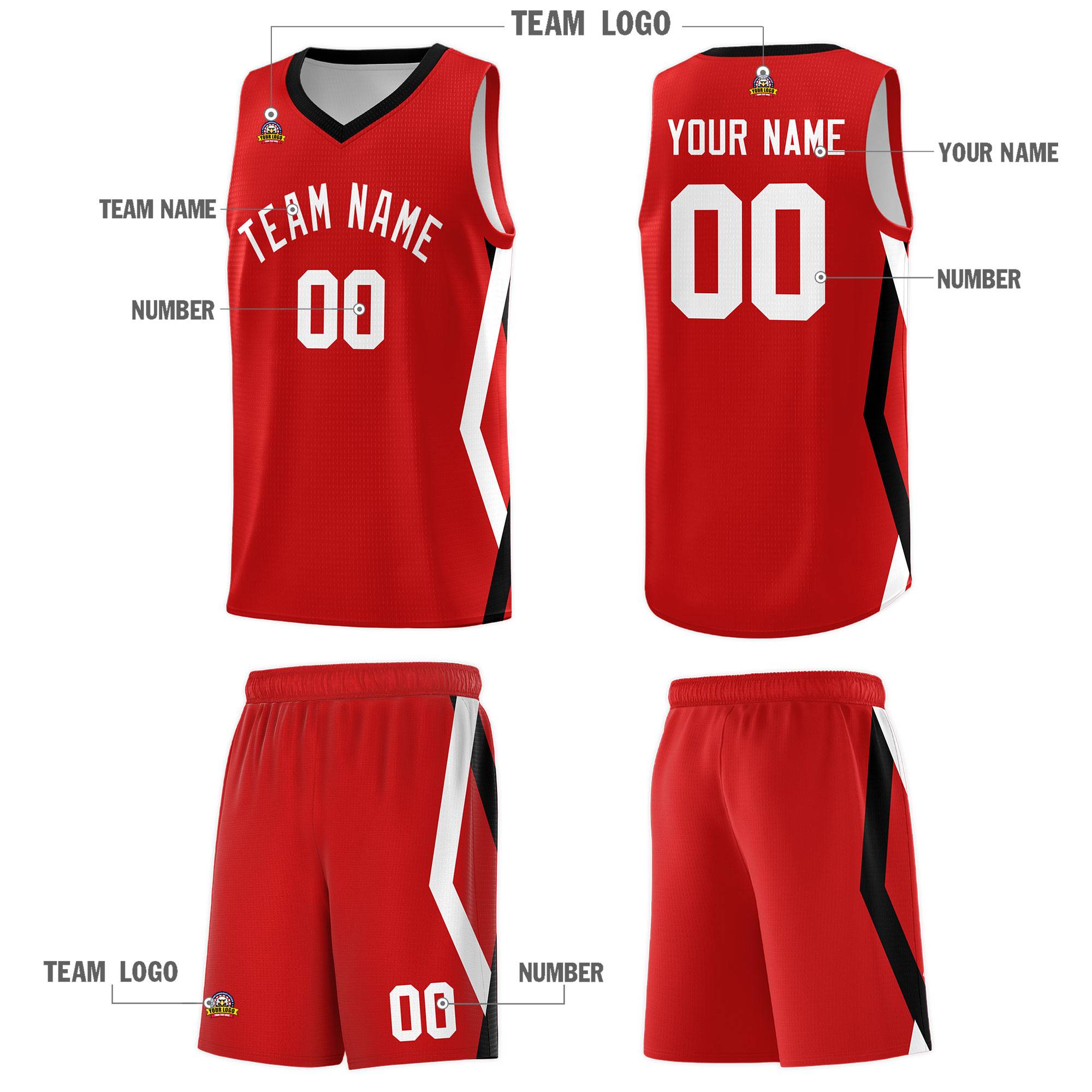 Custom Red Side Rhombus Graffiti Pattern Kits Basketball Jersey|KXKSHOP