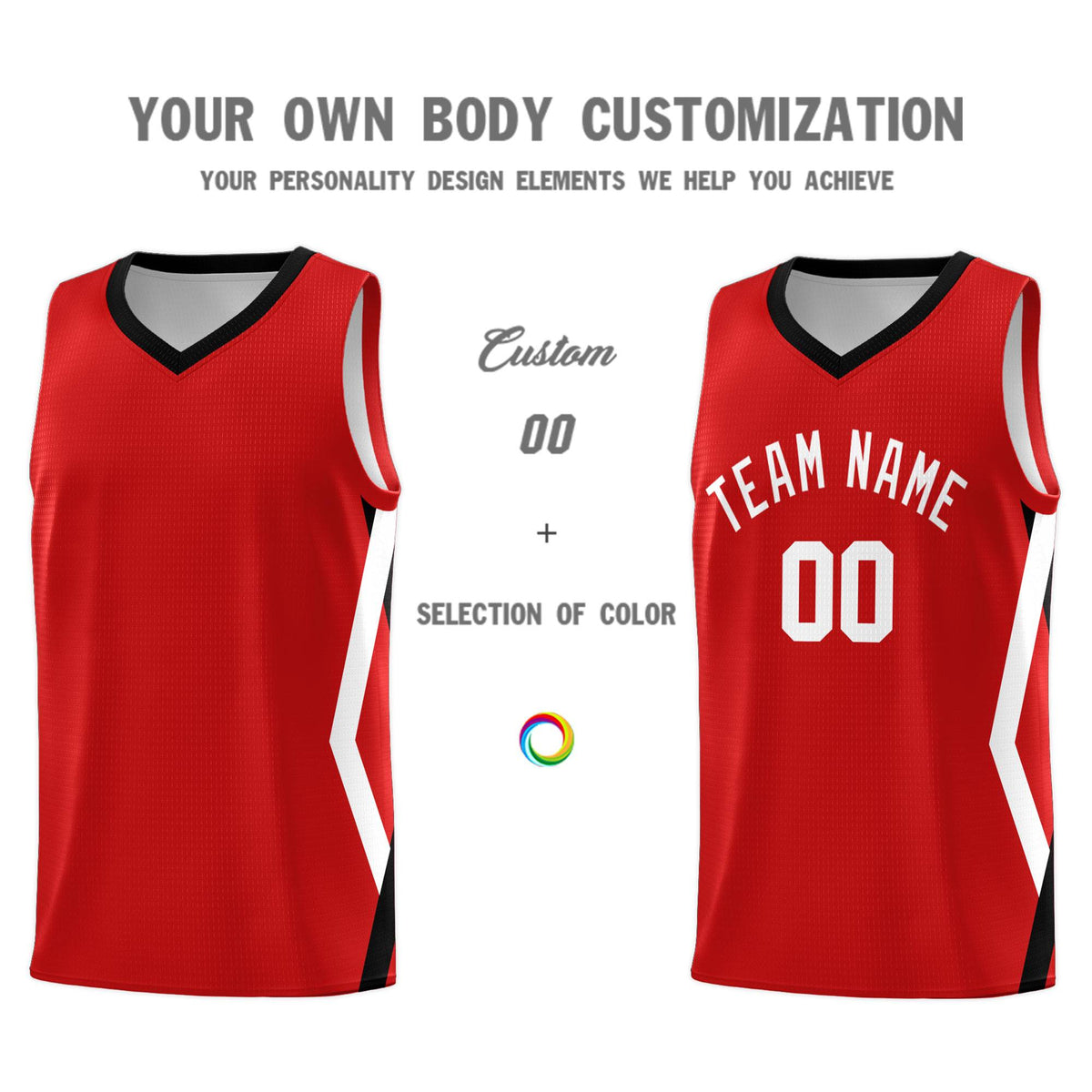 Custom Red Side Rhombus Graffiti Pattern Kits Basketball Jersey|KXKSHOP