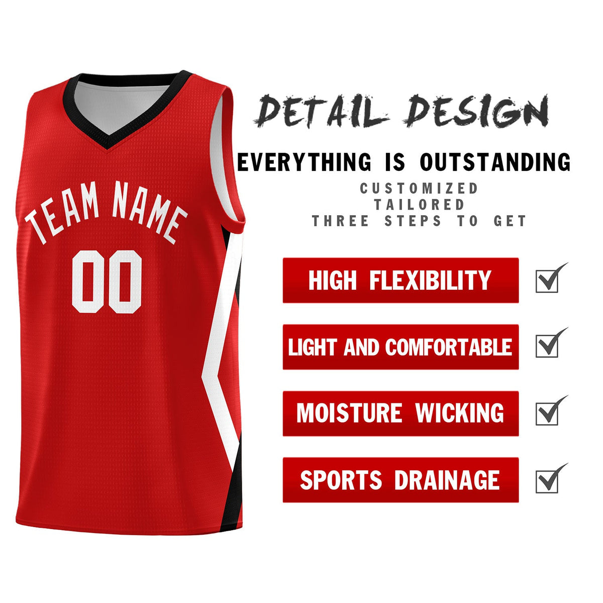 Custom Red Side Rhombus Graffiti Pattern Kits Basketball Jersey|KXKSHOP
