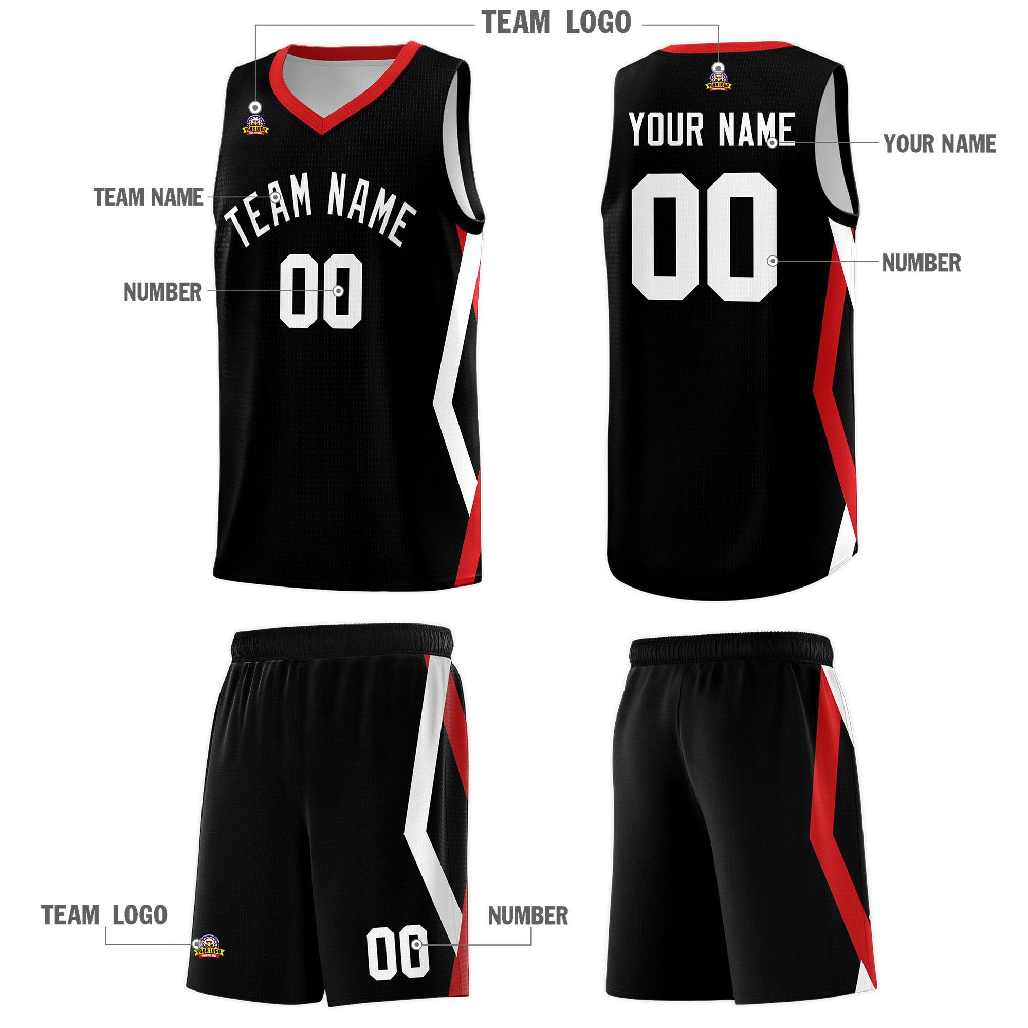 Custom Black Side Rhombus Graffiti Pattern Kits Basketball Jersey|KXKSHOP