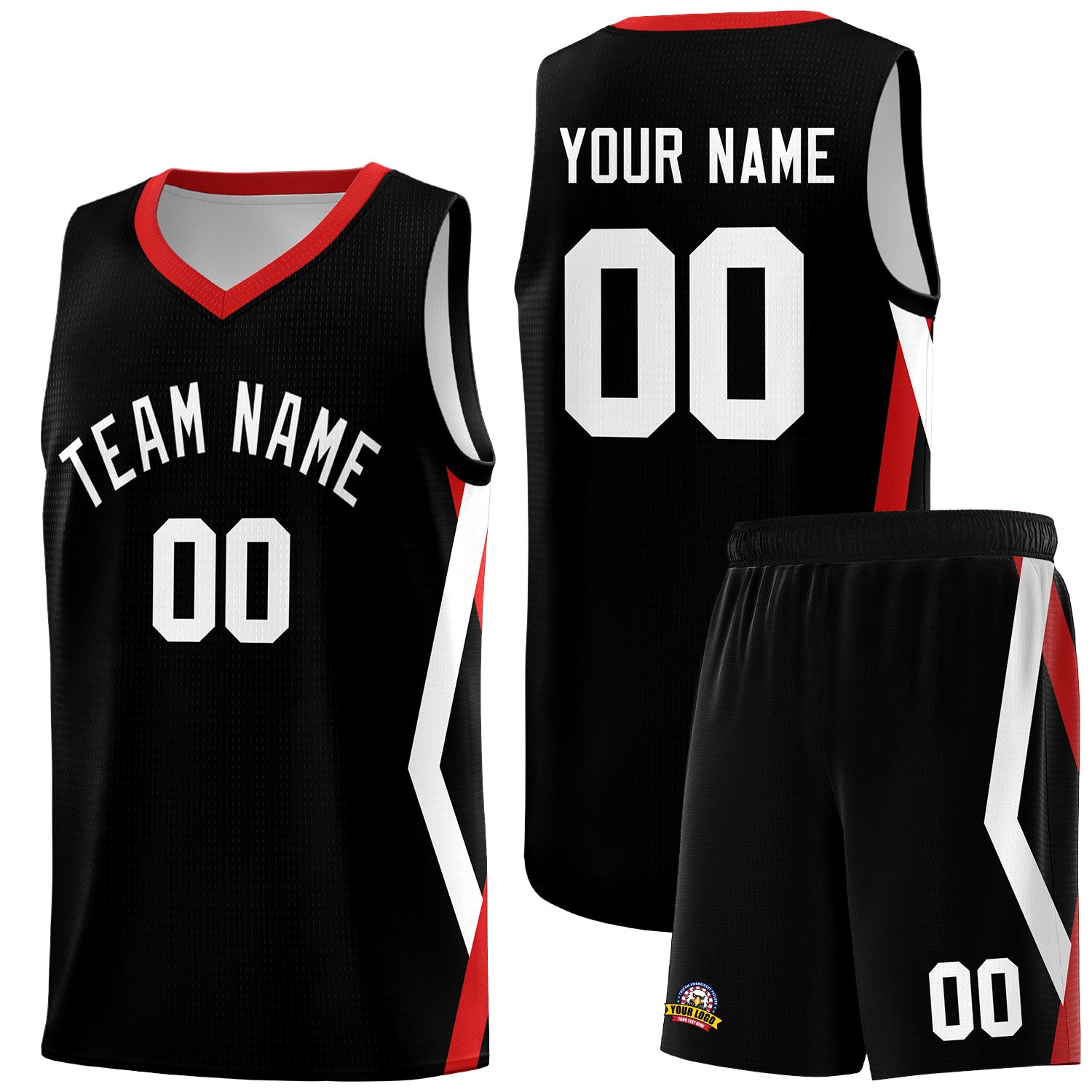 Custom Black Side Rhombus Graffiti Pattern Kits Basketball Jersey|KXKSHOP