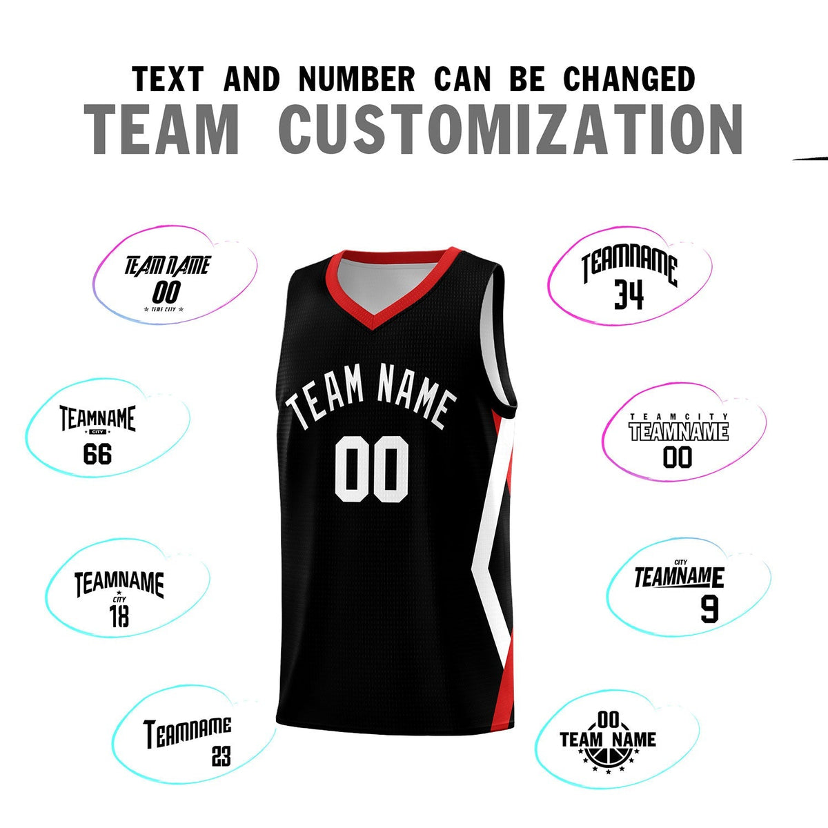 Custom Black Side Rhombus Graffiti Pattern Kits Basketball Jersey|KXKSHOP