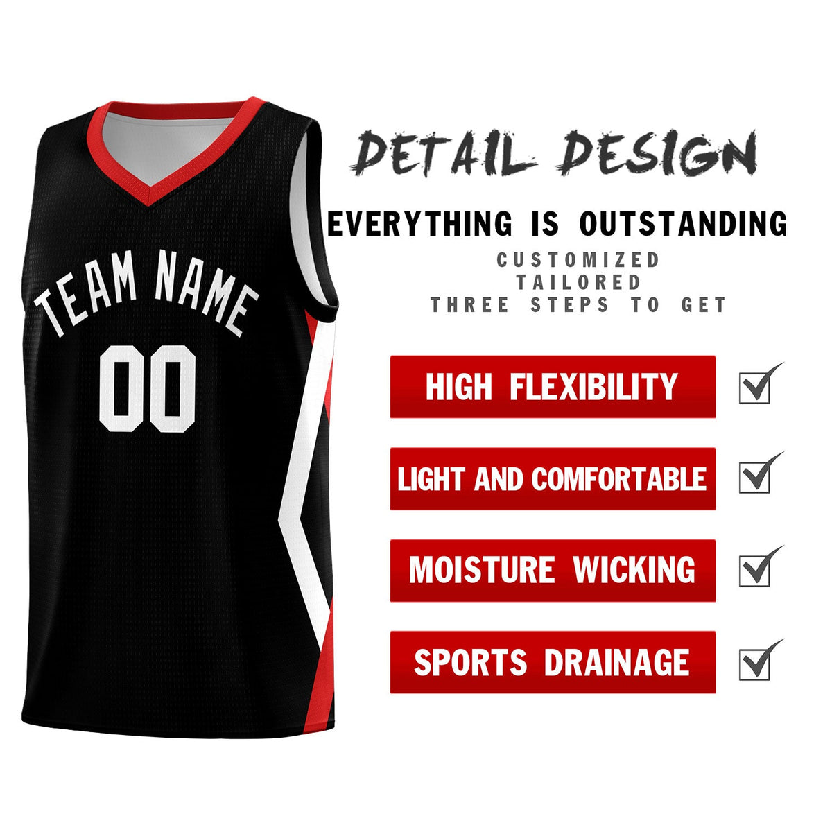 Custom Black Side Rhombus Graffiti Pattern Kits Basketball Jersey|KXKSHOP