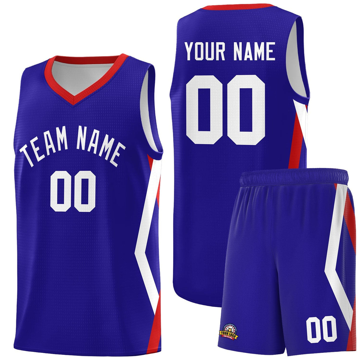 Custom Royal Side Rhombus Graffiti Pattern Kits Basketball Jersey|KXKSHOP