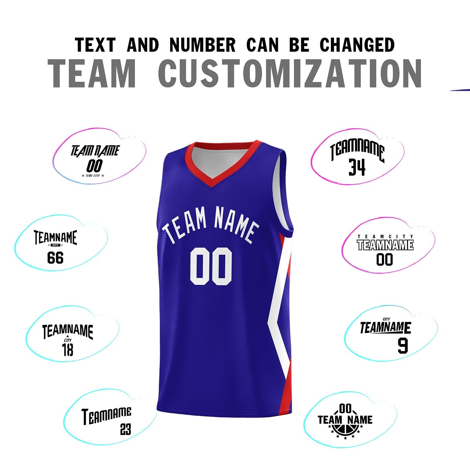 Custom Royal Side Rhombus Graffiti Pattern Kits Basketball Jersey|KXKSHOP