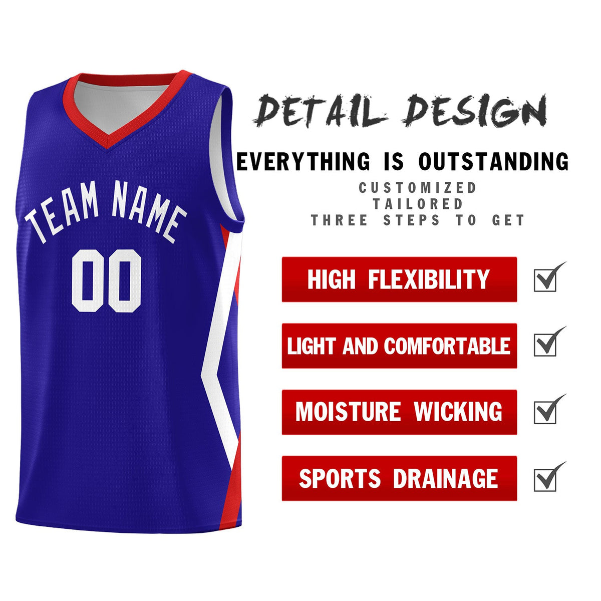 Custom Royal Side Rhombus Graffiti Pattern Kits Basketball Jersey|KXKSHOP