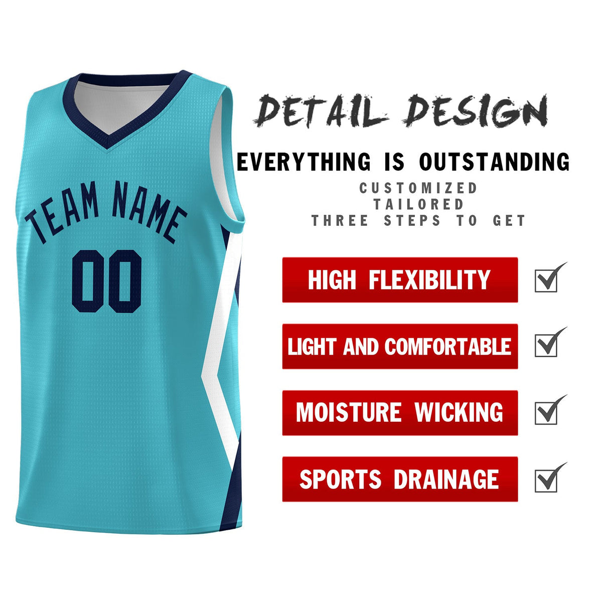 Custom Sky Blue Side Rhombus Graffiti Pattern Kits Basketball Jersey|KXKSHOP