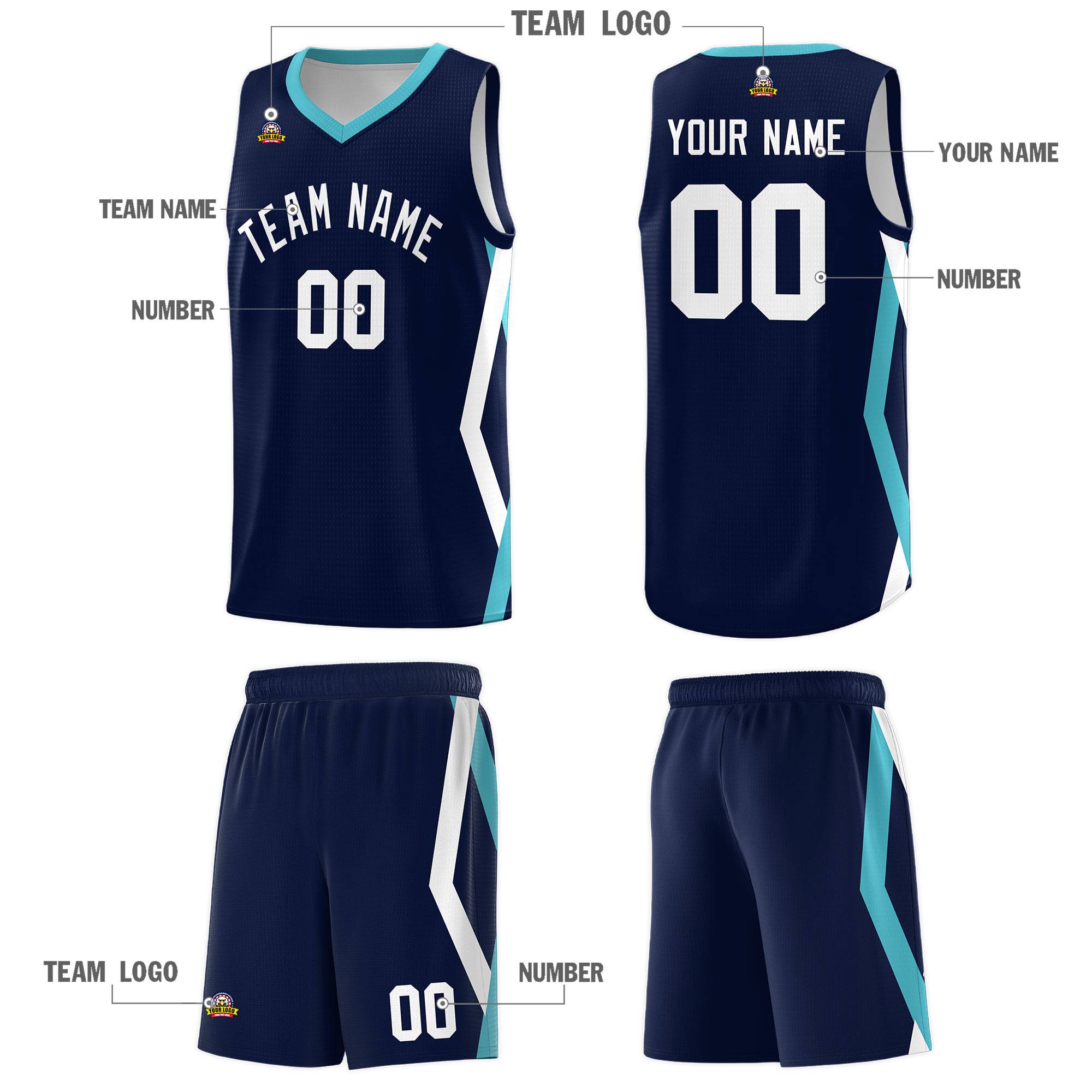 Custom Navy Side Rhombus Graffiti Pattern Kits Basketball Jersey|KXKSHOP