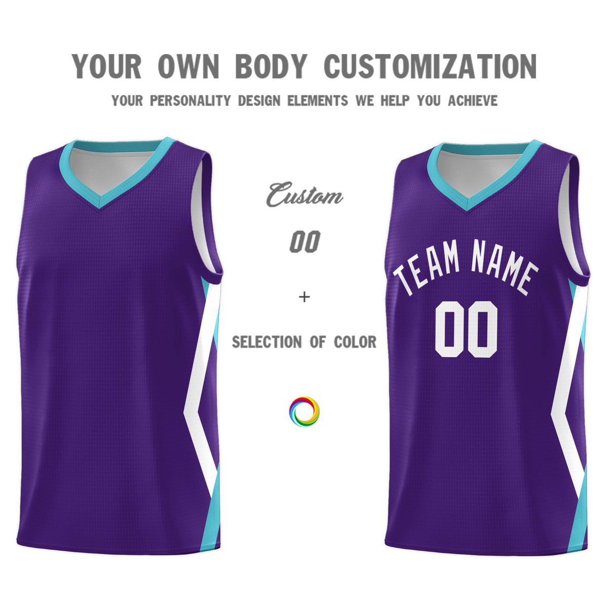 Custom Purple Side Rhombus Graffiti Pattern Kits Basketball Jersey|KXKSHOP