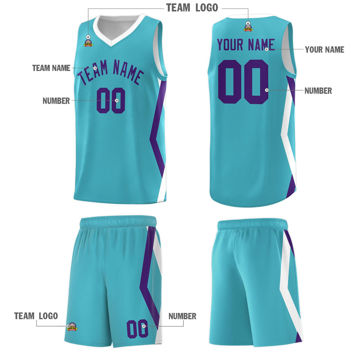 Custom Sky Blue Side Rhombus Graffiti Pattern Kits Basketball Jersey|KXKSHOP