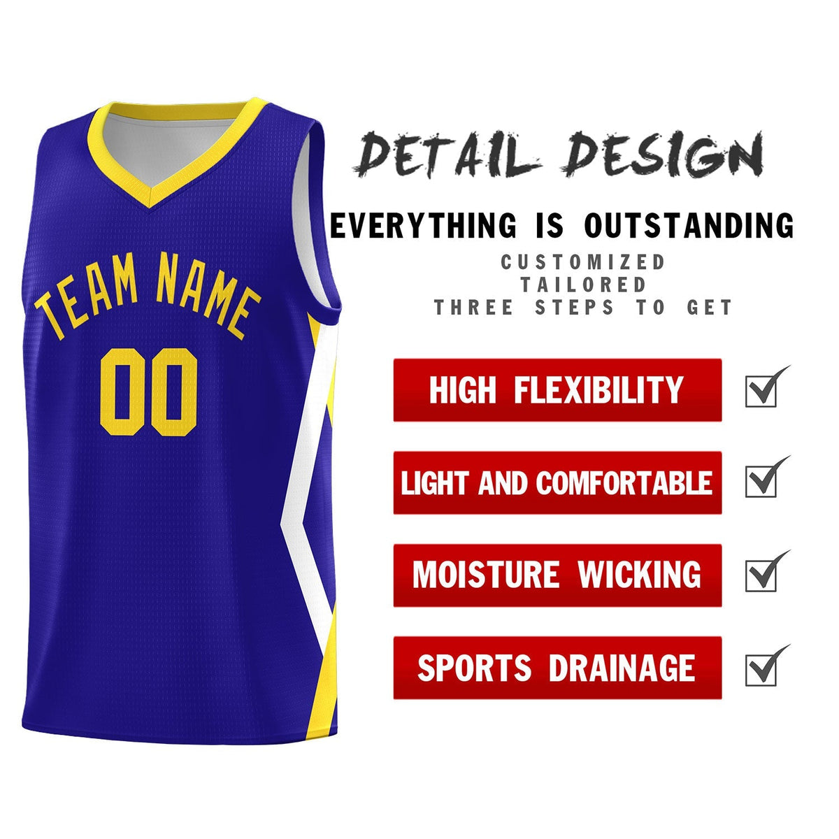 Custom Royal Side Rhombus Graffiti Pattern Kits Basketball Jersey|KXKSHOP