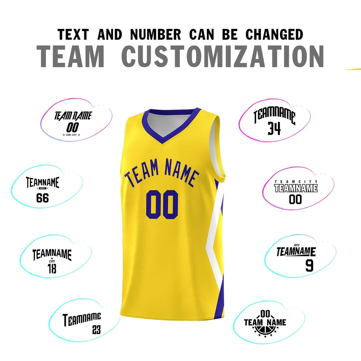 Custom Gold Side Rhombus Graffiti Pattern Kits Basketball Jersey|KXKSHOP