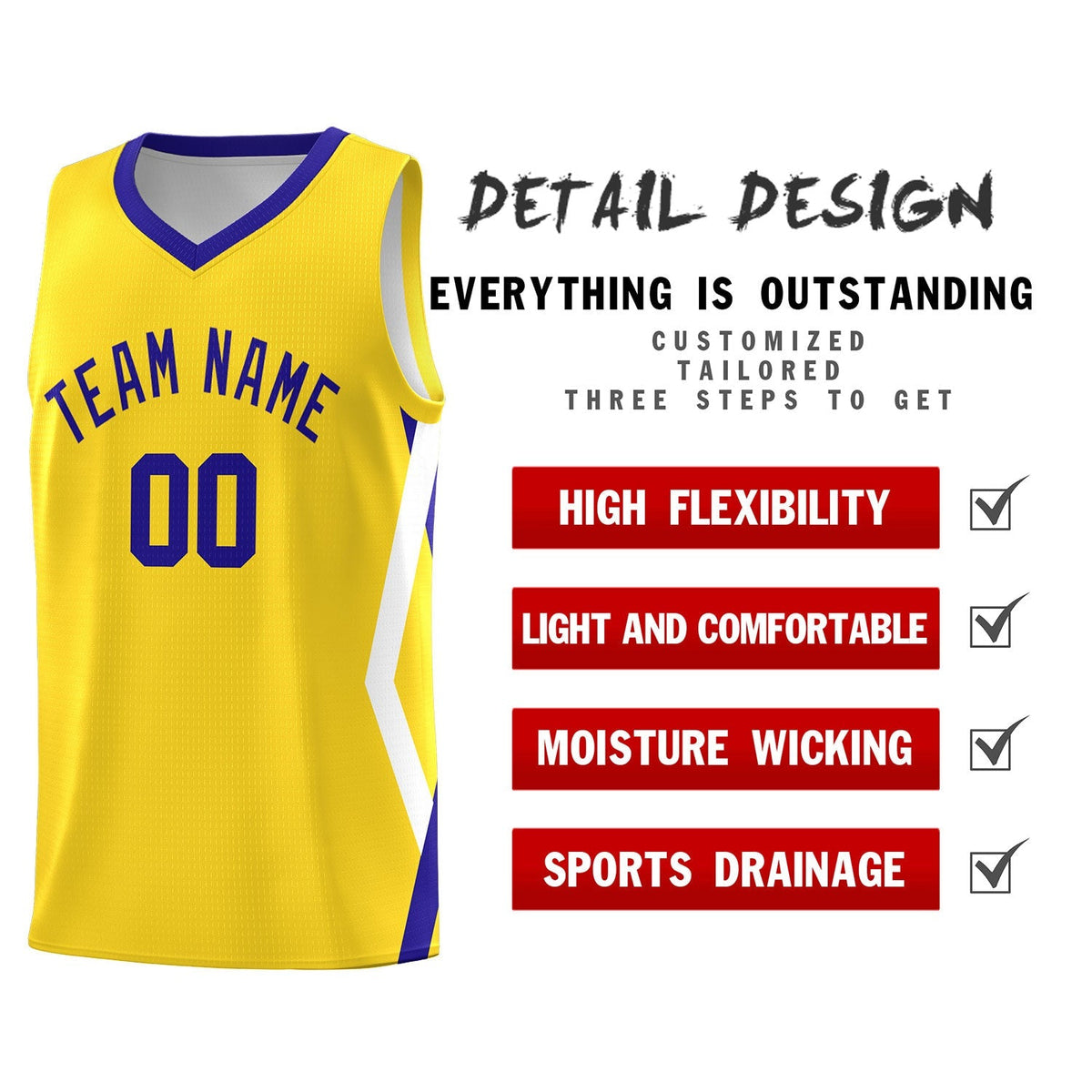 Custom Gold Side Rhombus Graffiti Pattern Kits Basketball Jersey|KXKSHOP