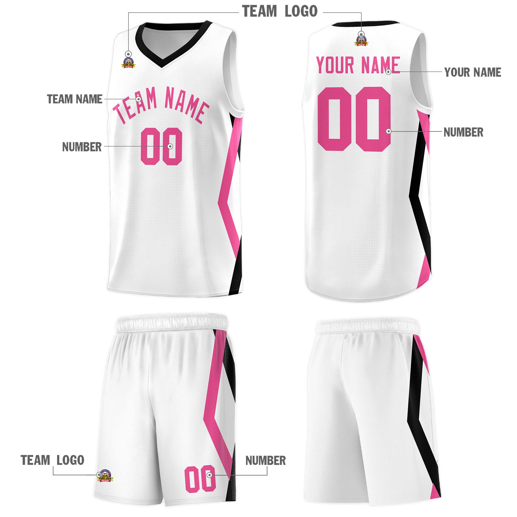 Custom White Side Rhombus Graffiti Pattern Kits Basketball Jersey|KXKSHOP