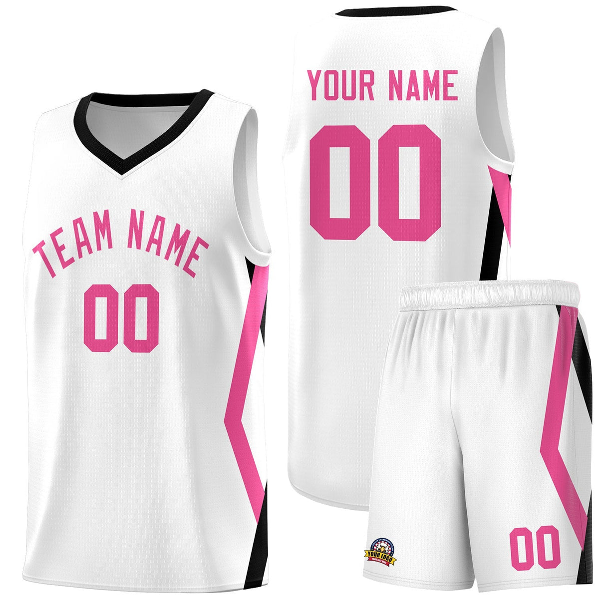 Custom White Side Rhombus Graffiti Pattern Kits Basketball Jersey|KXKSHOP
