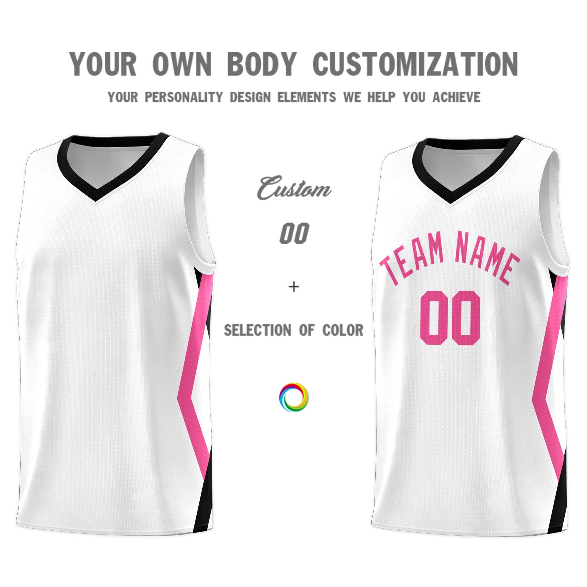 Custom White Side Rhombus Graffiti Pattern Kits Basketball Jersey|KXKSHOP