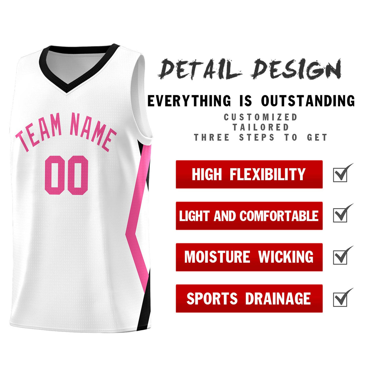 Custom White Side Rhombus Graffiti Pattern Kits Basketball Jersey|KXKSHOP