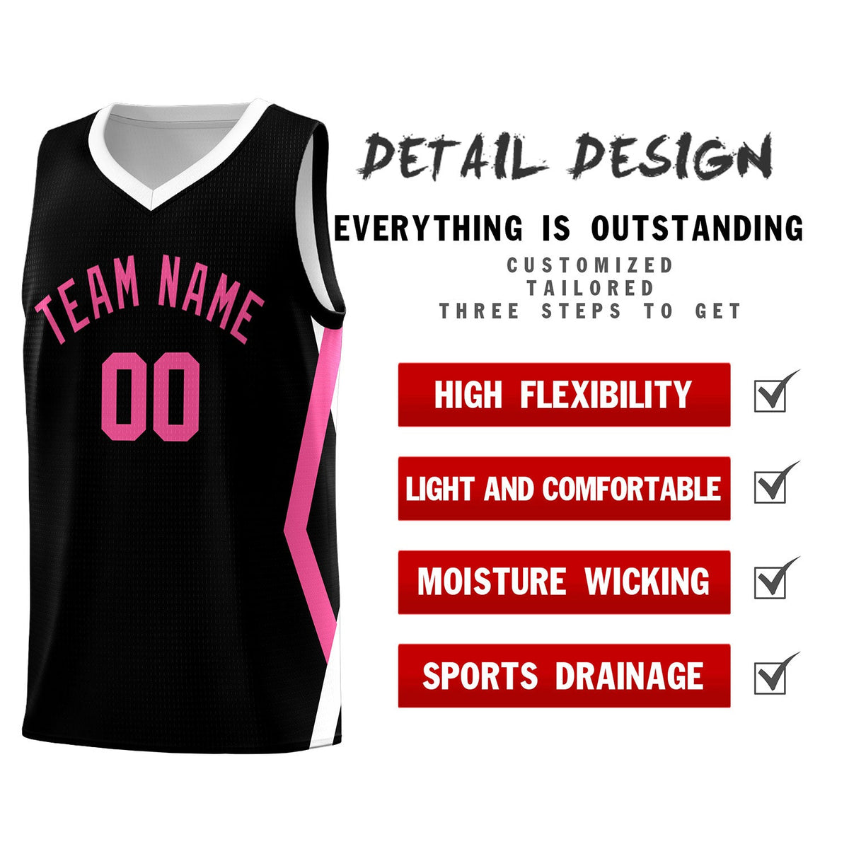 Custom Black Side Rhombus Graffiti Pattern Kits Basketball Jersey|KXKSHOP