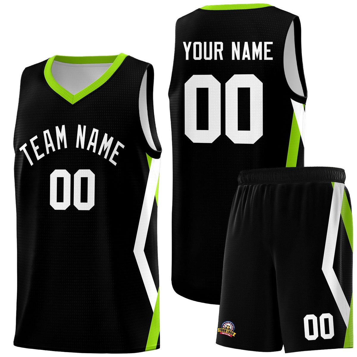 Custom Black Side Rhombus Graffiti Pattern Kits Basketball Jersey|KXKSHOP