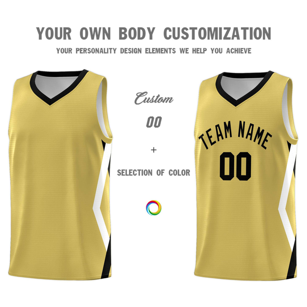 Custom Old Gold Side Rhombus Graffiti Pattern Kits Basketball Jersey|KXKSHOP