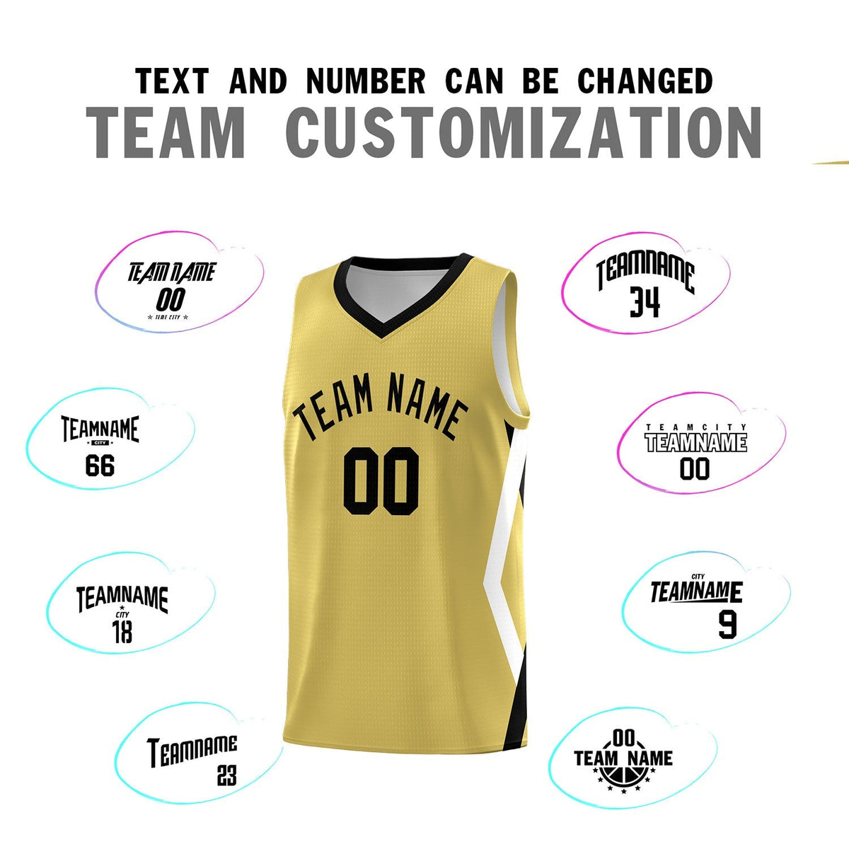 Custom Old Gold Side Rhombus Graffiti Pattern Kits Basketball Jersey|KXKSHOP