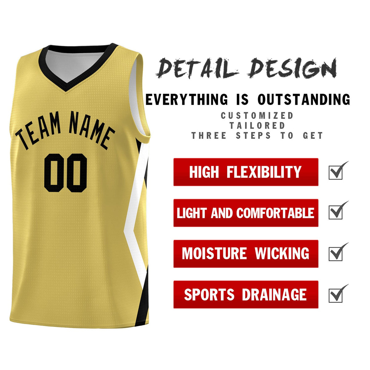 Custom Old Gold Side Rhombus Graffiti Pattern Kits Basketball Jersey|KXKSHOP