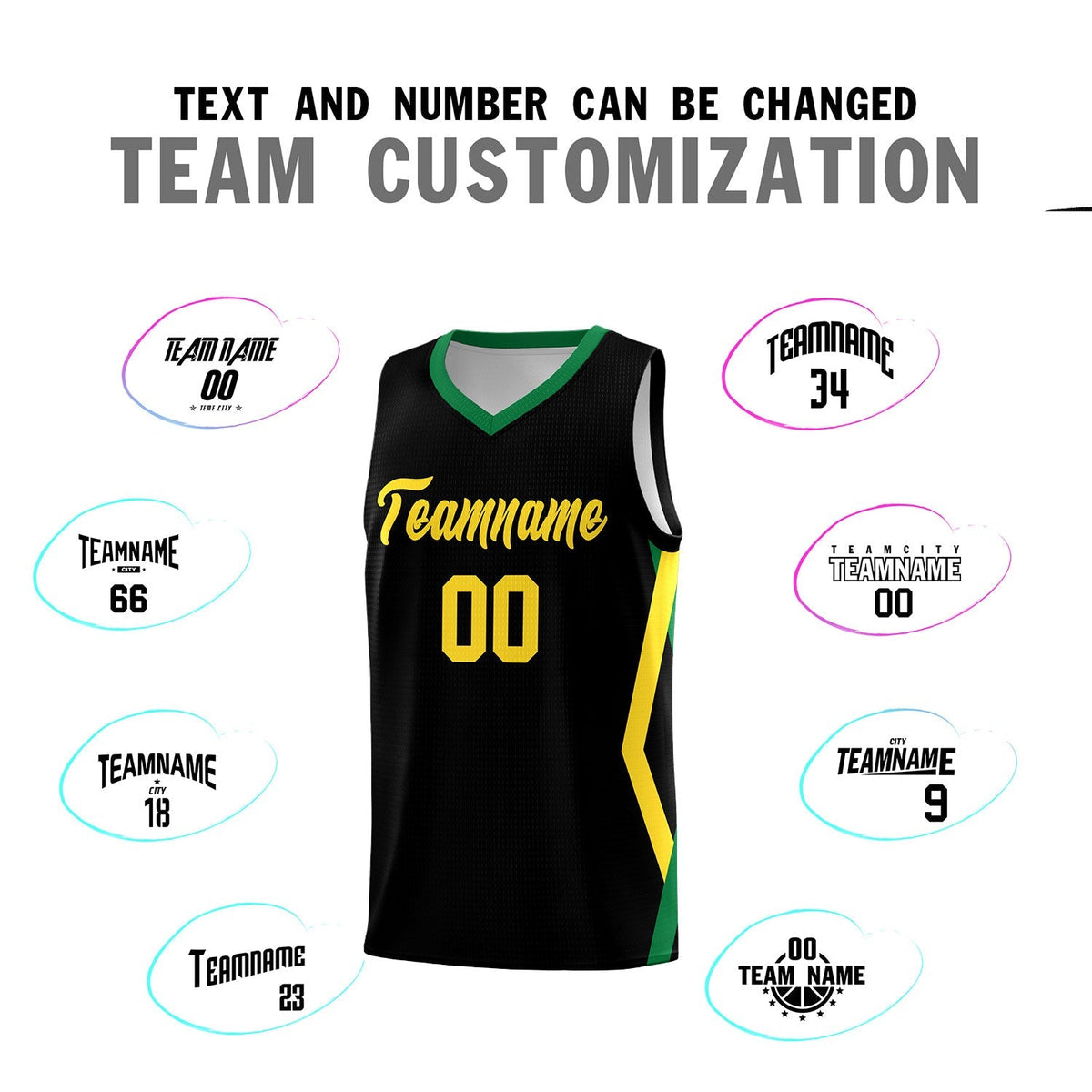 Custom Black Side Rhombus Graffiti Pattern Kits Basketball Jersey|KXKSHOP