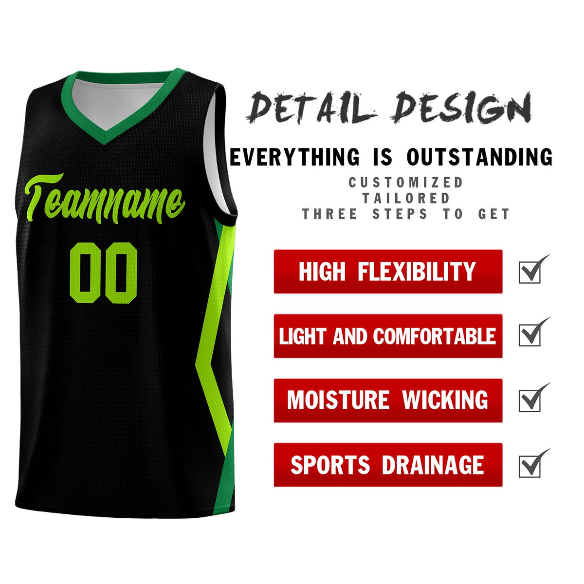 Custom Black Side Rhombus Graffiti Pattern Kits Basketball Jersey|KXKSHOP