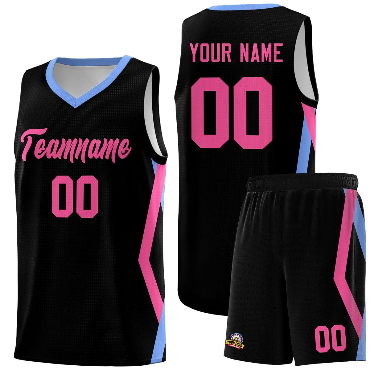 Custom Black Side Rhombus Graffiti Pattern Kits Basketball Jersey|KXKSHOP