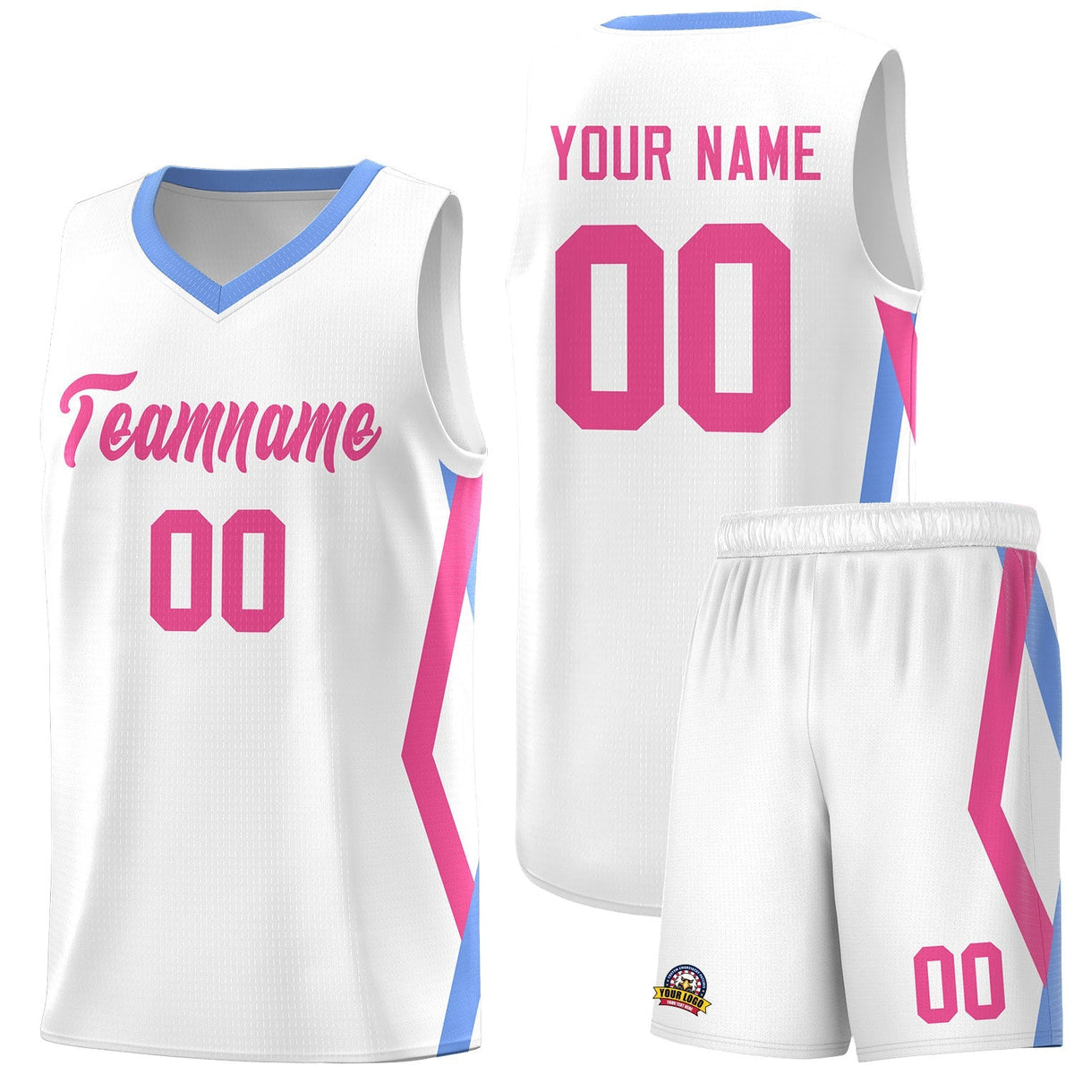 Custom White Side Rhombus Graffiti Pattern Kits Basketball Jersey|KXKSHOP